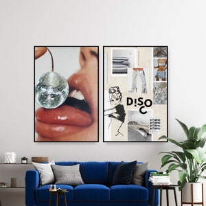 disco Retro Digital Download Poster | Printable Artwork | Bar Cart Cocktail Decor | Trendy Cool Y2k | Minimalist Aesthetic image 4