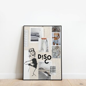 disco Retro Digital Download Poster | Printable Artwork | Bar Cart Cocktail Decor | Trendy Cool Y2k | Minimalist Aesthetic image 3