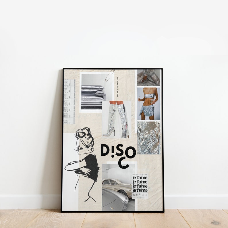 disco Retro Digital Download Poster | Printable Artwork | Bar Cart Cocktail Decor | Trendy Cool Y2k | Minimalist Aesthetic image 3