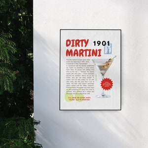 Dirty Martini Digital Download Poster | Martini Poster | Digital Print | Bar Cart Poster | Digital Download | Trendy Poster | Cocktail Print