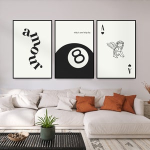 Lucky Set digitale download afdrukbare posters | Leuke coole meid| Muurkunstwerk | Trendy Bar Cart Kamerdecoratie