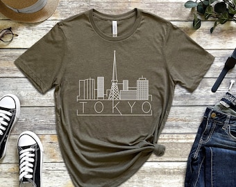 Tokyo Skyline Shirt, Japan Shirt, Modern Minimalist Tokyo T-shirt Design, Travel Gift, Travel Shirt, Tokyo Japan