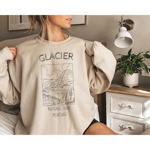 Glacier Sweatshirt, Glacier National Park Montana Sweater, Minimalist Design Crewneck Pullover, National Park Sweatshirt, Montana Sweatshirt