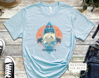 Salt Water Therapy Surf Shirt, Retro Surfing T-Shirt, Beach Vacation Shirt, Surf Board Graphic Tee, Vintage Surf Shirt, Gift for Surfer