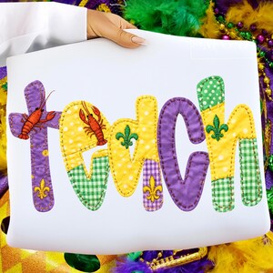 Teach Mardi Gras Patchwork PNG, Teacher Mardi Gras Png, Mardi Gras Shirt Design, Mardi Gras School Png, Fleur De Lis Png, Louisiana Crawfish