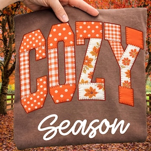 Cozy Season PNG, Patchwork Fall Png, Autumn Png, Retro Halloween Png, Thanksgiving Png, Fall Sublimation Design, Cozy Polka Dots Png