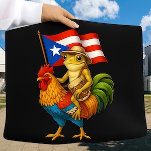 Puerto Rican Flag Coqui Frog PNG, Boricua Rooster Taino Heritage Design, Puerto Rico Pride Sublimation Digital Download