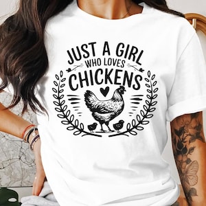 Just A Girl Who Loves Chicken PNG Cute Farm Animal Lover Sublimation Design, Chicken Lover PNG Digital Download