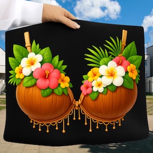 Halloween Costume Coconut Bra PNG, DIY Funny Summer Hawaiian Shirt Design, Tropical Beach Matching Group Outfit, Summer Digital Download