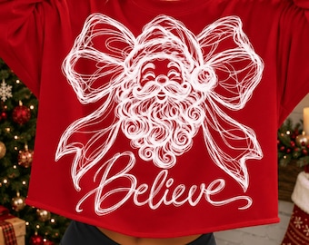 Santa Bow PNG, Believe Santa Face Png, Retro Christmas PNG, Merry Christmas Png, Funny Santa Png, Santa claus Png, Christmas Bow Png