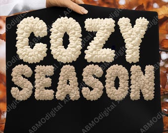 Preppy Cozy Season Faux Yarn PNG, Fall Pumpkin Autumn PNG, Perppy Thanksgiving PNG, Faux Crochet Cozy Season, Digital Download
