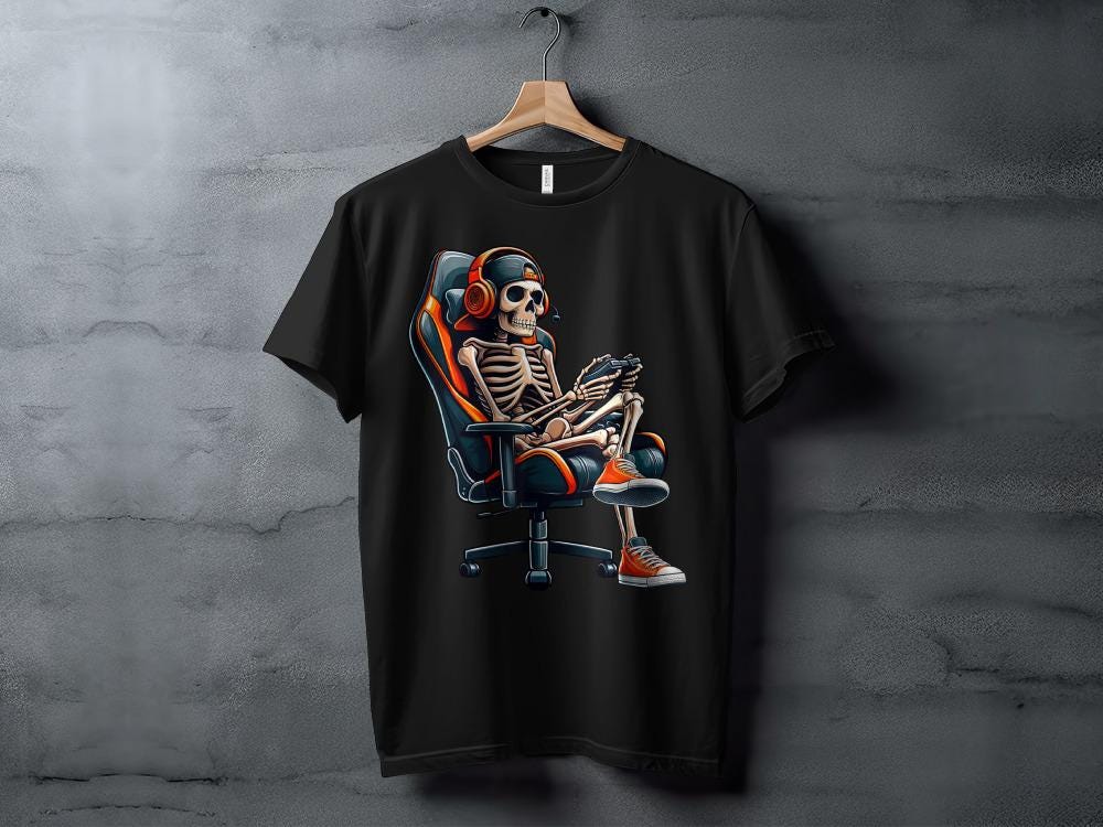 Halloween Skeleton Gamer PNG, Video Gaming Boys Shirt Design, Spooky ...