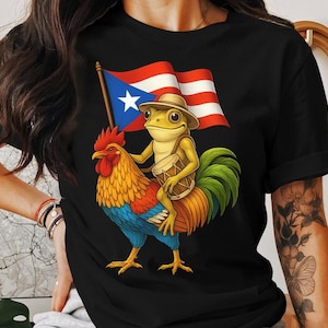 Coqui Frosch puertoricanische Flagge PNG - Boricua Hahn Taino Heritage Design, digitale Sublimationsdatei für US Pride Rico
