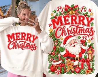Merry Christmas PNG, Vintage Christmas Png, Santa Png, Christmas Shirt Designs, Front and Back Png, North Pole Png, Digital Download