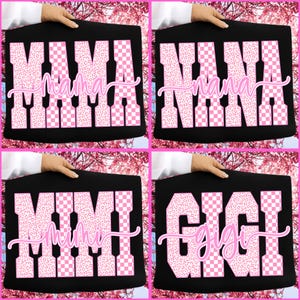 Leopard Mama Png Bundle, Checkered Mama Png Bundle, Preppy Mama Png, Retro Mama Png, Pink Mama Png, Mimi Nana Gigi Png, Mother's Day Png image 2
