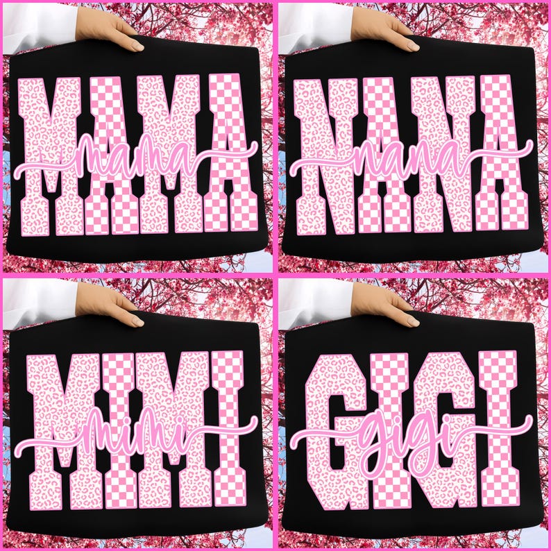 Leopard Mama Png Bundle, Checkered Mama Png Bundle, Preppy Mama Png, Retro Mama Png, Pink Mama Png, Mimi Nana Gigi Png, Mother's Day Png image 2