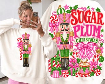 Nutcrackers PNG, Sugar Pulm Christmas Png, Pastel Digital Download, Pink Christmas Shirt, Trendy Sublimation, Preppy Holiday Boutique Design