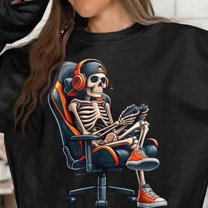 Halloween Skeleton Gamer PNG, Video Gaming Boys Shirt Design, Spooky ...