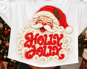 Jolly Santa PNG, Holly Jolly Santa Png, Christmas Holly Png, Santa Png, Christmas Png, Merry Christmas Png, Retro Holiday Festive Design