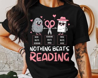 Nada supera la lectura PNG, Piedra, Papel o Tijera, Diseño digital divertido para amantes de los libros