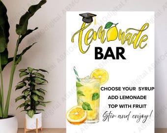 Menu baru z lemoniadą na imprezę z okazji ukończenia szkoły (PNG), drukowany szyld baru z lemoniadą, dekoracja stanowiska koktajlowego, menu drinków na imprezę z okazji ukończenia szkoły (PDF), ukończenie szkoły (2026)