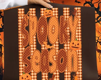Striped Spooky Season Polka Dot Png, Fall pumpkin Shirt Design, Gingham Fall Sublimation, Halloween Png, Halloween Polka Dots Png