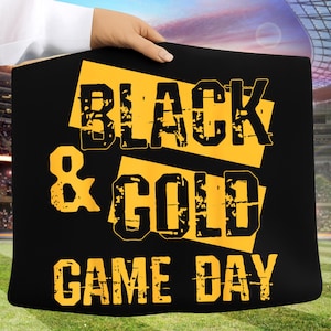 Black and Gold Game Day PNG, High School Football Shirt Design, Game Day Png, Football Sublimation, Digital Download