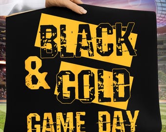 Black and Gold Game Day PNG, High School Football Shirt Design, Game Day Png, Football Sublimation, Digital Download