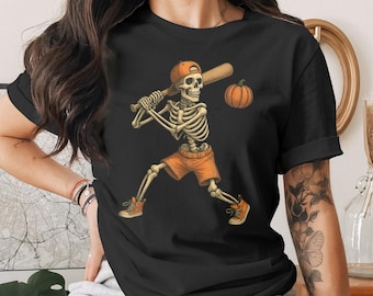 Funny Skeleton Baseball Halloween PNG: Spooky Shirt Sublimation Design
