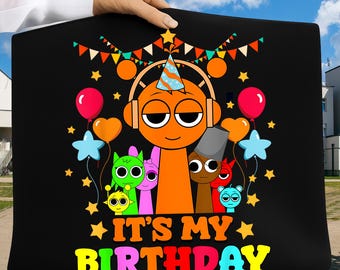 Sprunki Birthday PNG, It's My Birthday Sprunki Shirt Design, Birthday Kids Sublimation Design, Birthday Sprunki Boy Girl Digital Download