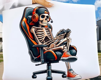 Halloween Skeleton Gamer PNG, Video Gaming Boys Shirt Design, Spooky Gamer Sublimation File, Halloween Png, Skeleton Gamer Digital Download
