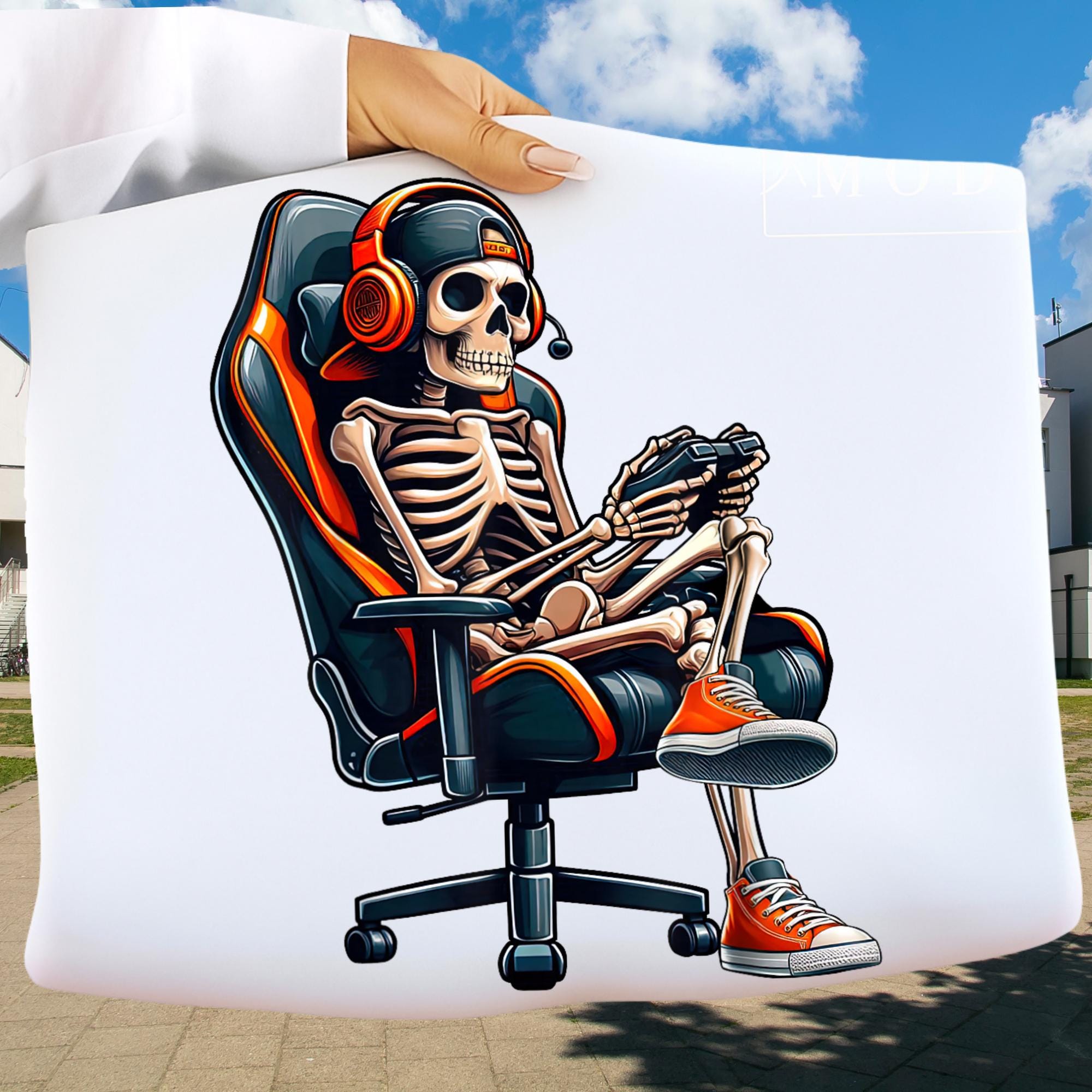 Halloween Skeleton Gamer PNG, Video Gaming Boys Shirt Design, Spooky ...