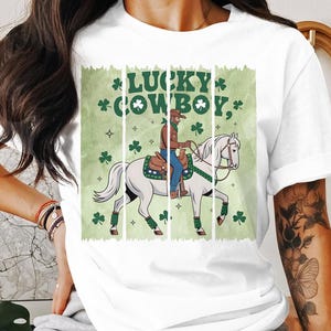 Brushstroke Lucky Cowboy PNG, Feelin&#39; Lucky St. Patrick’s Day, Trendy Western Irish Lucky Sublimation
