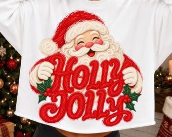 Jolly Santa PNG, Holly Jolly Santa Png, Christmas Holly Png, Santa Png, Christmas Png, Merry Christmas Png, Retro Holiday Festive Design