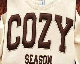 Cozy Season Embroidery PNG, Embroidery Fall Png, Autumn Png, Halloween Png, Thanksgiving Png, Fall Sublimation, Faux yarn Cozy season Png