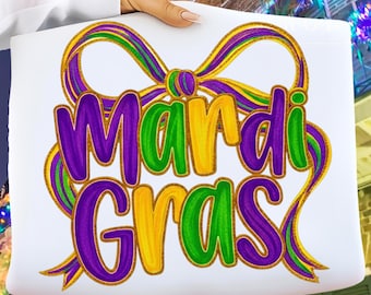 Mardi Gras Bow Brushstroke PNG, Mardi Gras Carnival PNG, Mardi Gras Glitter Design, Louisiana Festival New Orleans Carnival Sublimation