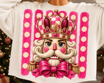 Pink Nutcracker PNG, Stripes Polka Dots Png, Preppy Christmas Nutcracker, Girly Holiday PNG, Nutcracker Png, Polka Dot Christmas Sublimation
