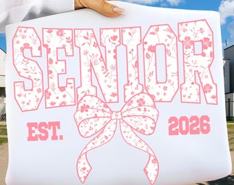 Lazo de coqueta para estudiantes de último año de 2026, PNG, Clase rosa de 2026, PNG floral para estudiantes de último año, PNG de graduación, Diseño de camiseta para estudiantes de último año de 2026, Lazo chinoiserie floral