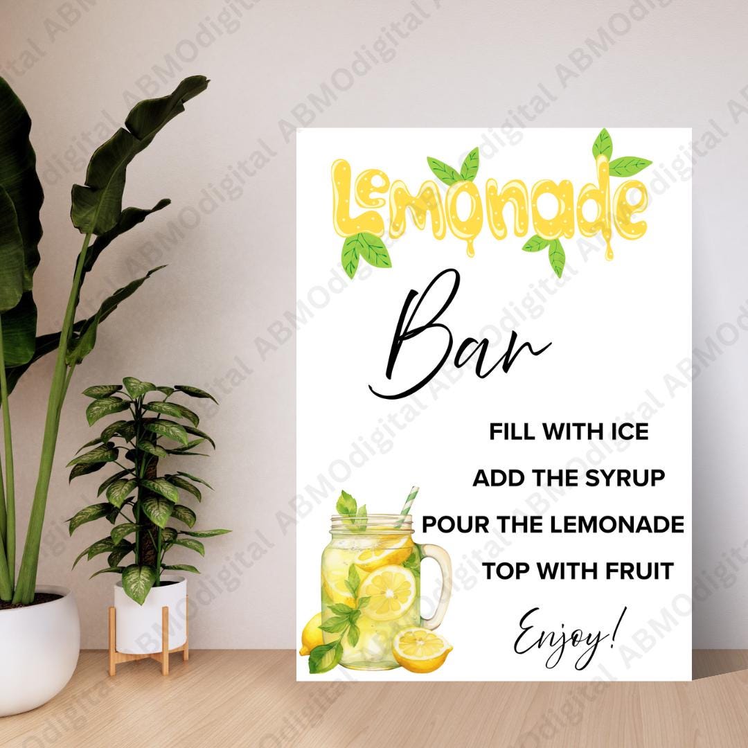 Lemonade Bar Sign PNG - Signature Drink Station Sign PDF, Wedding ...