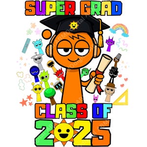 Sprunki Graduation Super Graduate Class of 2025 PNG, Graduation Super Heroes PNG, Sprunki Graduate Sublimation, Klasse von 2025 Shirt Design