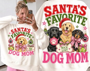 Christmas Dog Mom Png, Santa's Favorite Dog Mama Png, Dog Mama Design Png, Christmas Dog Shirt Design, Coquette Dog Mom Sublimation Design