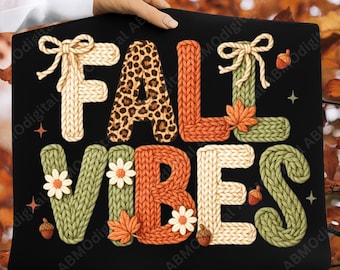 Preppy Fall Vibes Faux Yarn PNG, Leopard Pumpkin Autumn PNG, Perppy Thanksgiving PNG, Faux Crochet Coquette Bow, Digital Download