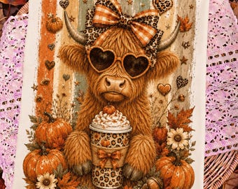 Fall Highland Cow Png, Cozy Season Png, Fall Brushstroke Png, Coquette Pumpkin Png, Fall Png Designs Girly, Cozy Fall Png, Highland cow Png