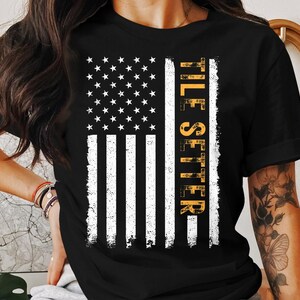 Tile Setter Job PNG, American Flag Tile Setters Career Design, Job Shirt
