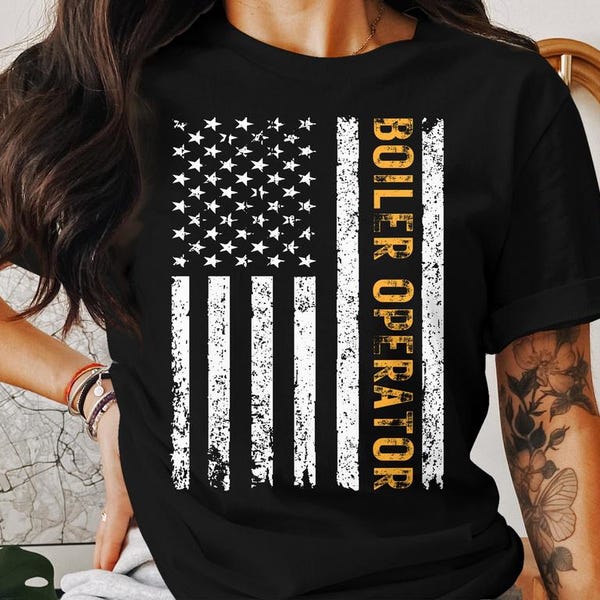 Boiler Operator Job png, American Flag Boiler Operators Career shirt Design