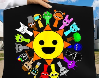 Alle besten Sprunki-Spielwaren rund PNG, Mr. Sun Sprunki Kinder-Shirt-Design, lustiges Kindersublimations-Design, trendiges Spielzeug für Kinder Jungen-Mädchen