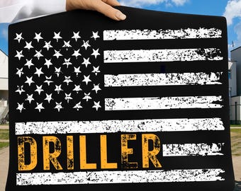 Driller Dad PNG, Driller Job American Flag Oil Rig Design, Father's Day Gift, 4th Of July Png, Usa Flag Shirt Design,Fathers Day Sublimation