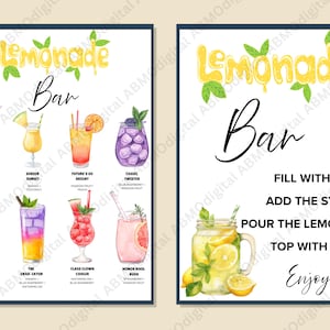Menu du bar limonade fête de remise des diplômes PNG, enseigne de bar limonade imprimable, décor de station de cocktails, menu de boissons PDF pour la fête des diplômés, bar sans alcool PNG