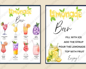 Graduation Party Lemonade Bar Menu PNG, Printable Lemonade Bar Sign, Cocktail Station Decor, Grad Party Drink Menu PDF, Mocktail Bar PNG