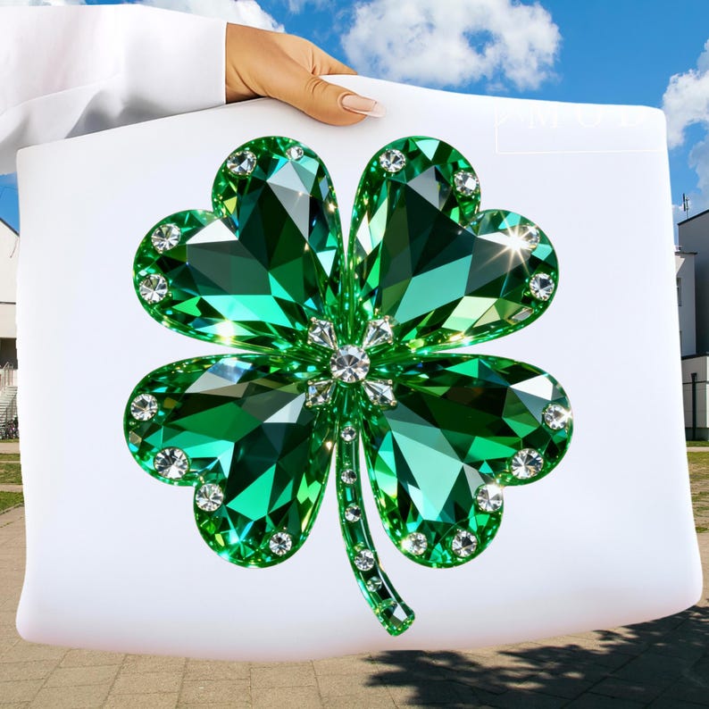 Faux Rhinestone Lucky PNG, St. Patrick's Day Shirt Design, St. Patty's Sublimation Design, Trendy Png Design For St. Patty's, Shamrock PNG image 1